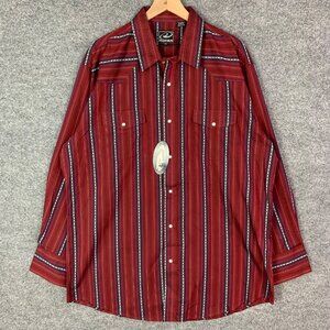 NWT Roper Mens Sz 2XL Western Shirt Long Sleeve Pearl Snap Button Red Cowboy‎